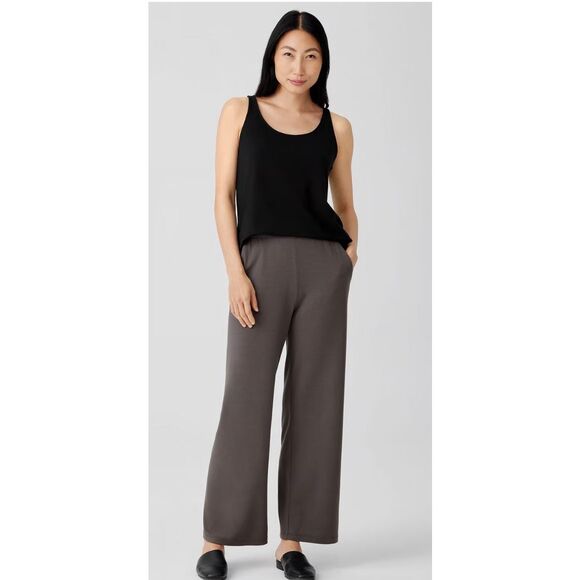 Eileen Fisher Silk Double-Crepe Tapered Ankle Pant Women’s Large in Rye NWT - Picture 1 of 8